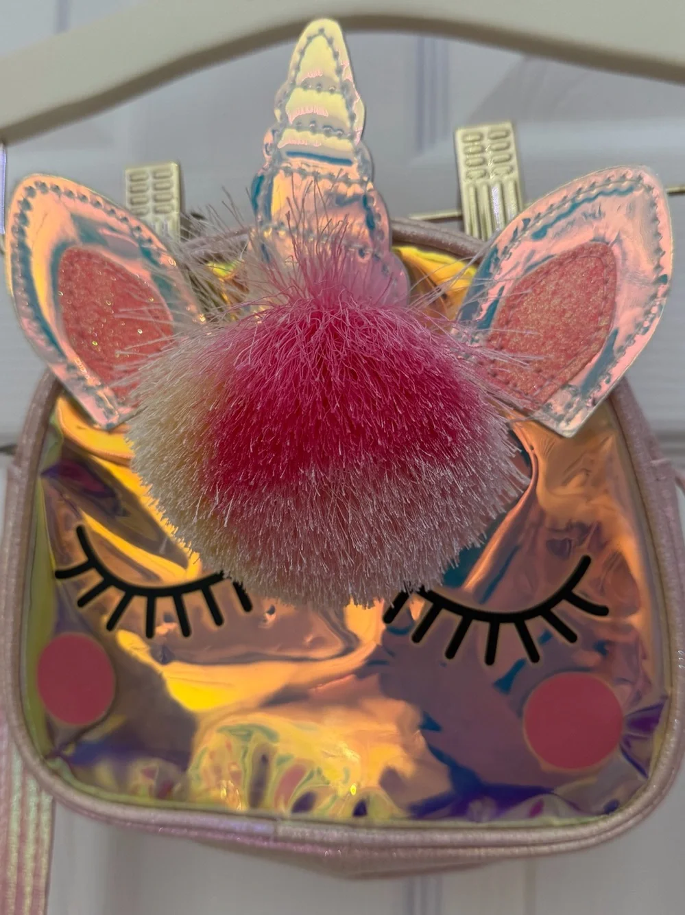 Kids Unicorn Pom-pom Handbag Pink